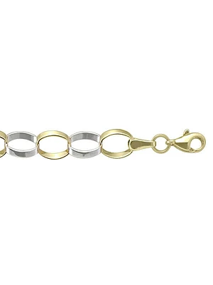 Yellow & Gold Two Tone Fancy Hollow Link Bracelet 10KT