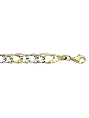 White & Yellow Gold Two Tone Fancy Hollow Link Bracelet 10KT