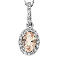 Oval Morganite Pendant with Diamond Frame 14KT Gold