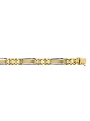 Yellow & White Gold Two Tone Fancy Link Bracelet 10KT