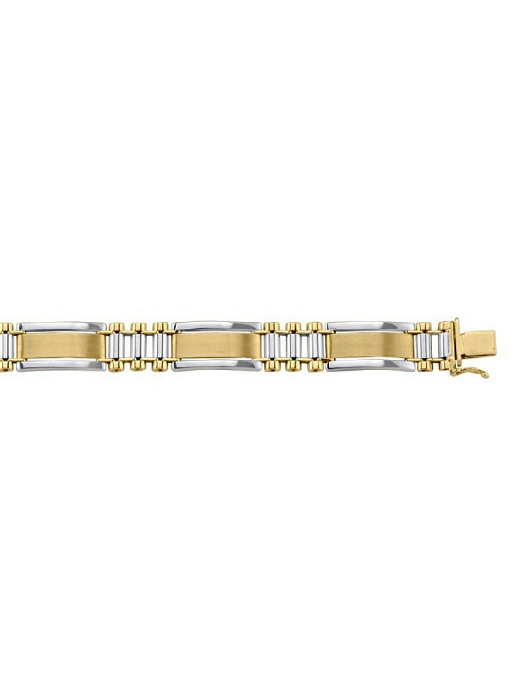 Yellow & White Gold Two Tone Fancy Link Bracelet 10KT