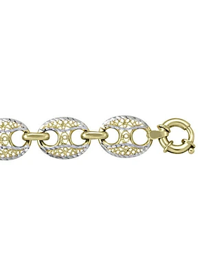 Yellow & White Gold Two Tone Fancy Link Bracelet 10KT