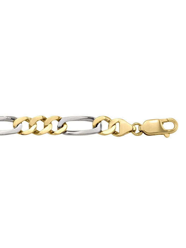 Yellow & White Gold Two Tone Solid Link Bracelet 10KT