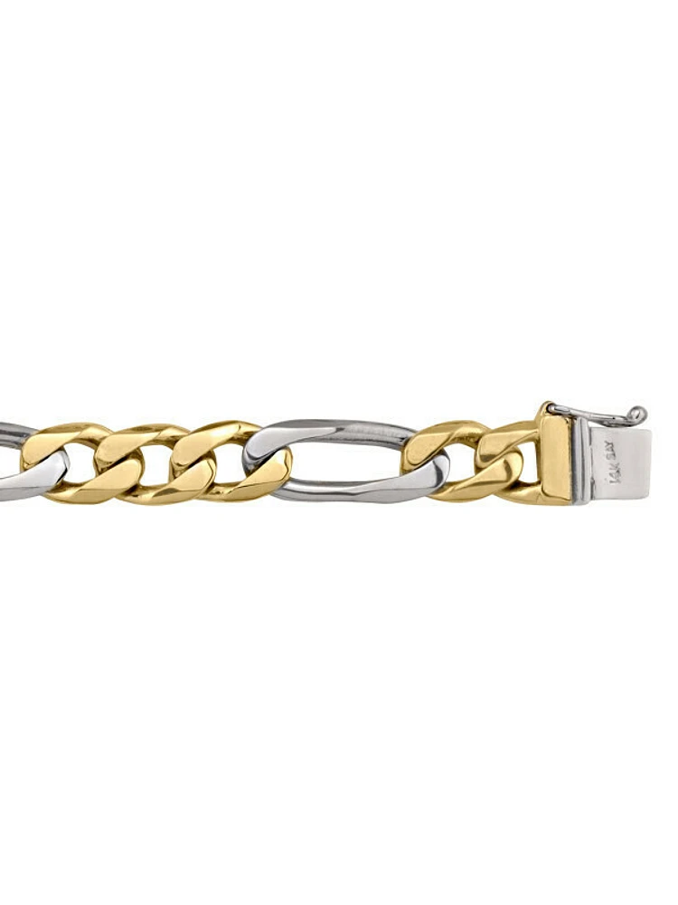 Yellow & White Gold Two Tone Solid Link Bracelet