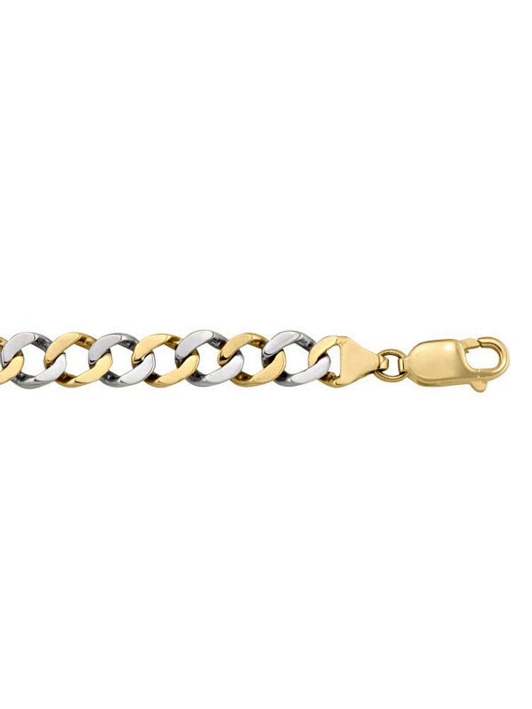 Yellow & White Gold Two Tone Solid Link Bracelet 10KT