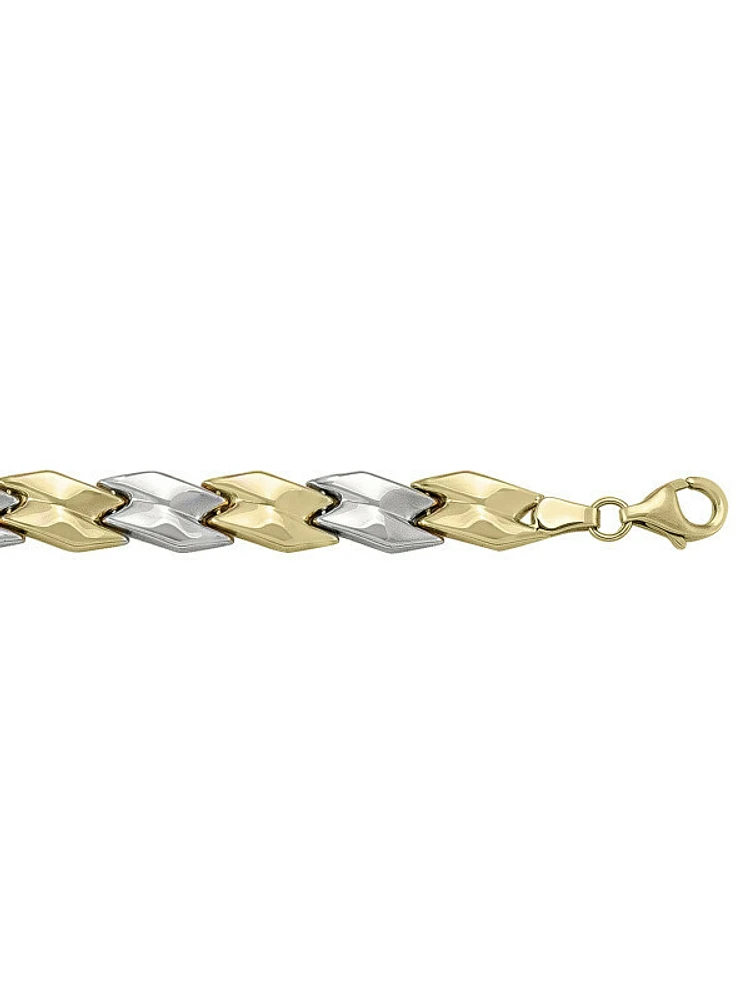 Yellow & Whote Gold Two Tone Hollow Fancy Bracelet 14KT