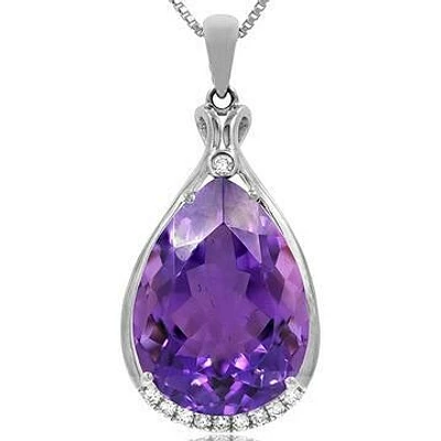 Premium Amethyst Teardrop Pendant with Diamond Accent 14KT Gold