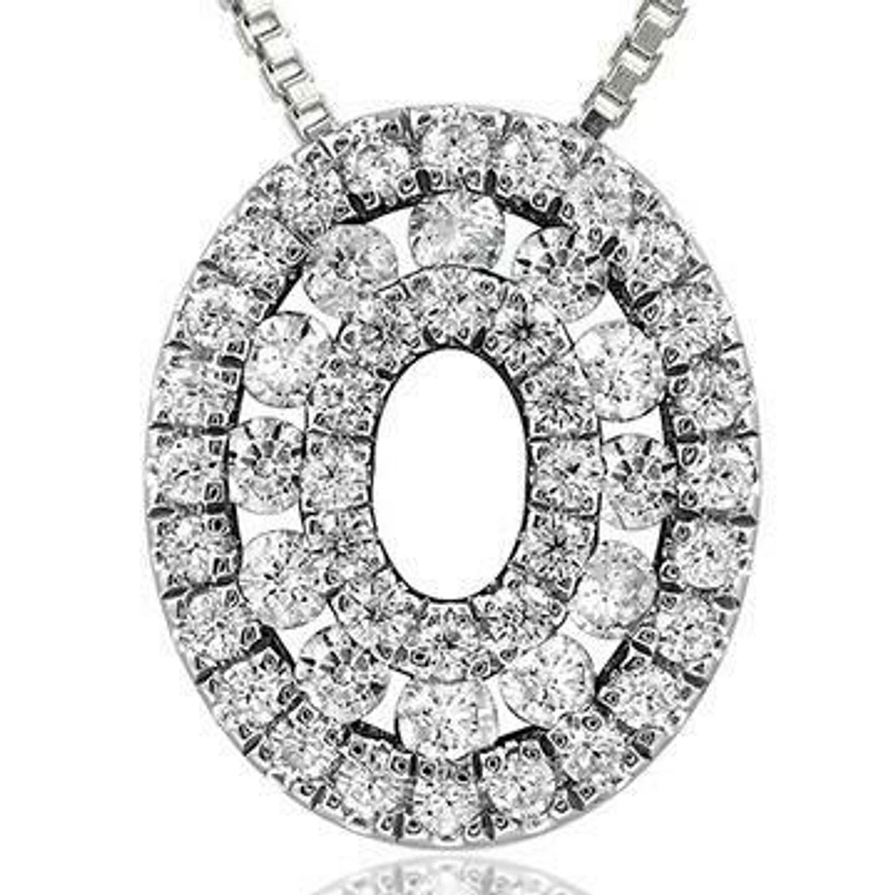 Oval Diamond Pendant with Diamond Accent 14KT Gold