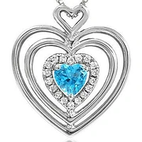 Triple Heart Topaz Pendant with Diamond Accent 14KT Gold