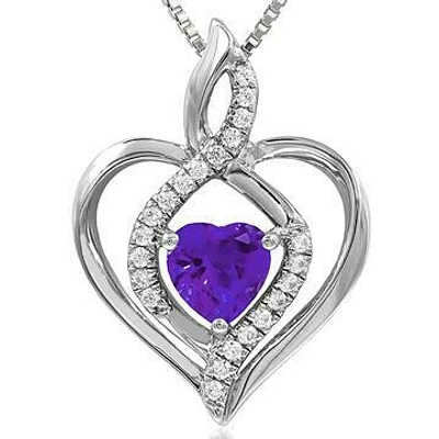 Infinity Heart Amethyst Pendant with Diamond Accent 14KT Gold