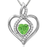 Infinity Heart Peridot Pendant with Diamond Accent 14KT Gold