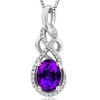 Interwoven Infinity Amethyst Pendant with Diamond Accent 14KT Gold