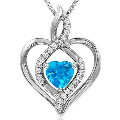 Infinity Heart Topaz Pendant with Diamond Accent 14KT White Gold