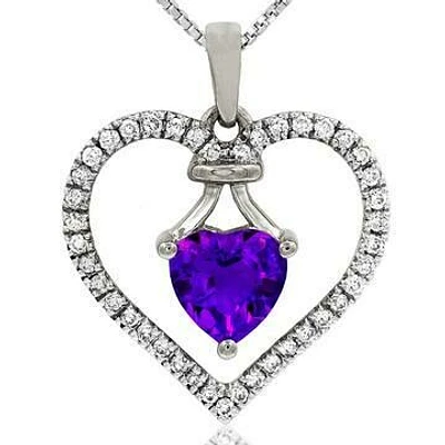 Heart Amethyst Pendant with Diamond Frame 14KT Gold