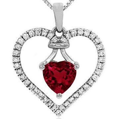 Heart Ruby Pendant with Diamond Frame 14KT Gold