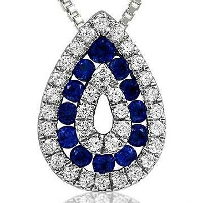 Blue Sapphire Teardrop Pendant with Diamond Accent 14KT Gold