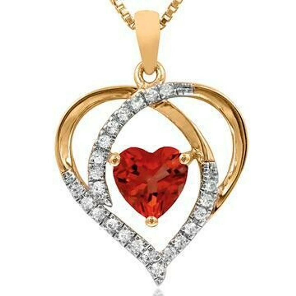 Heart Ruby Pendant with Diamond Accent 14KT Gold