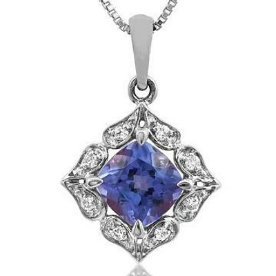 Floral Tanzanite Pendant with Diamond Frame White Gold