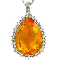 Premium Citrine Teardrop Pendant with Diamond Frame Yellow Gold