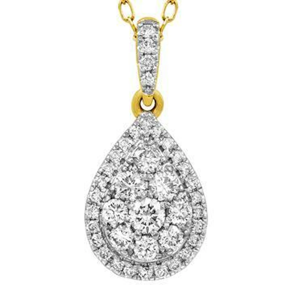 Diamond Teardrop Necklace Yellow Gold