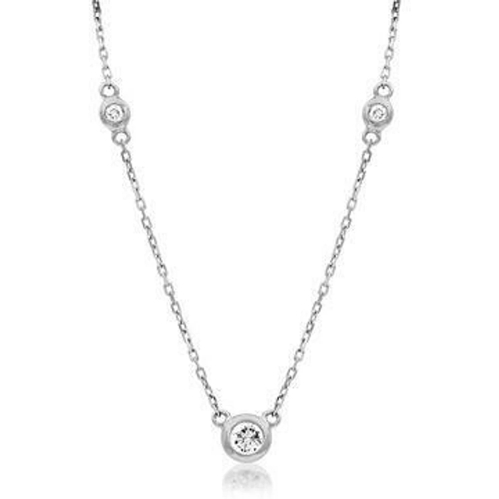 Diamond Bezel Gemstone Necklace White Gold