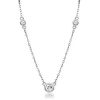 Diamond Bezel Gemstone Necklace White Gold