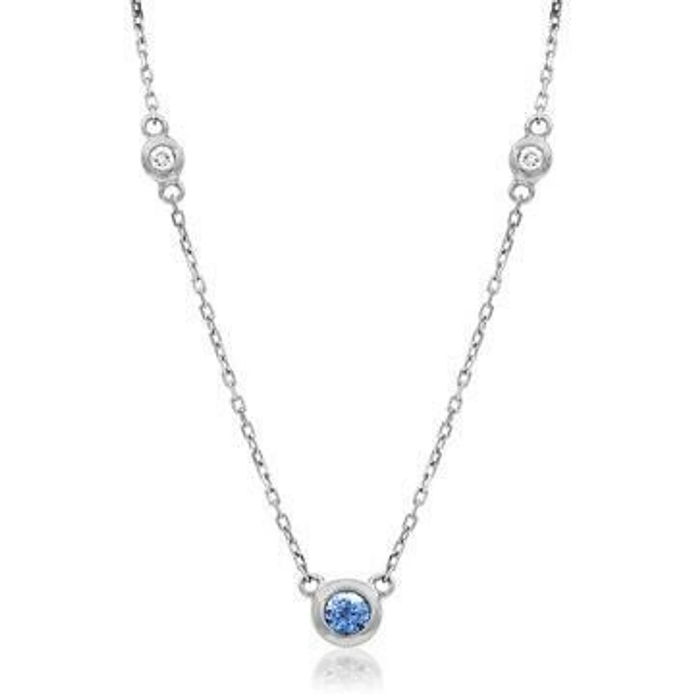 Diamond Bezel Tanzanite Necklace White Gold