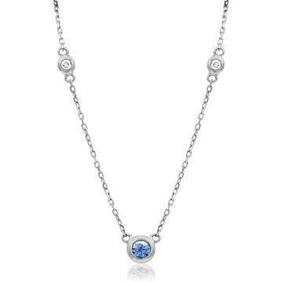 Diamond Bezel Tanzanite Necklace White Gold