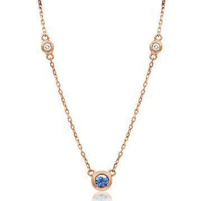 Diamond Bezel Tanzanite Necklace Rose Gold