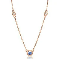 Diamond Bezel Tanzanite Necklace Rose Gold