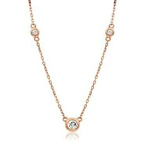 Diamond Bezel Gemstone Necklace Rose Gold