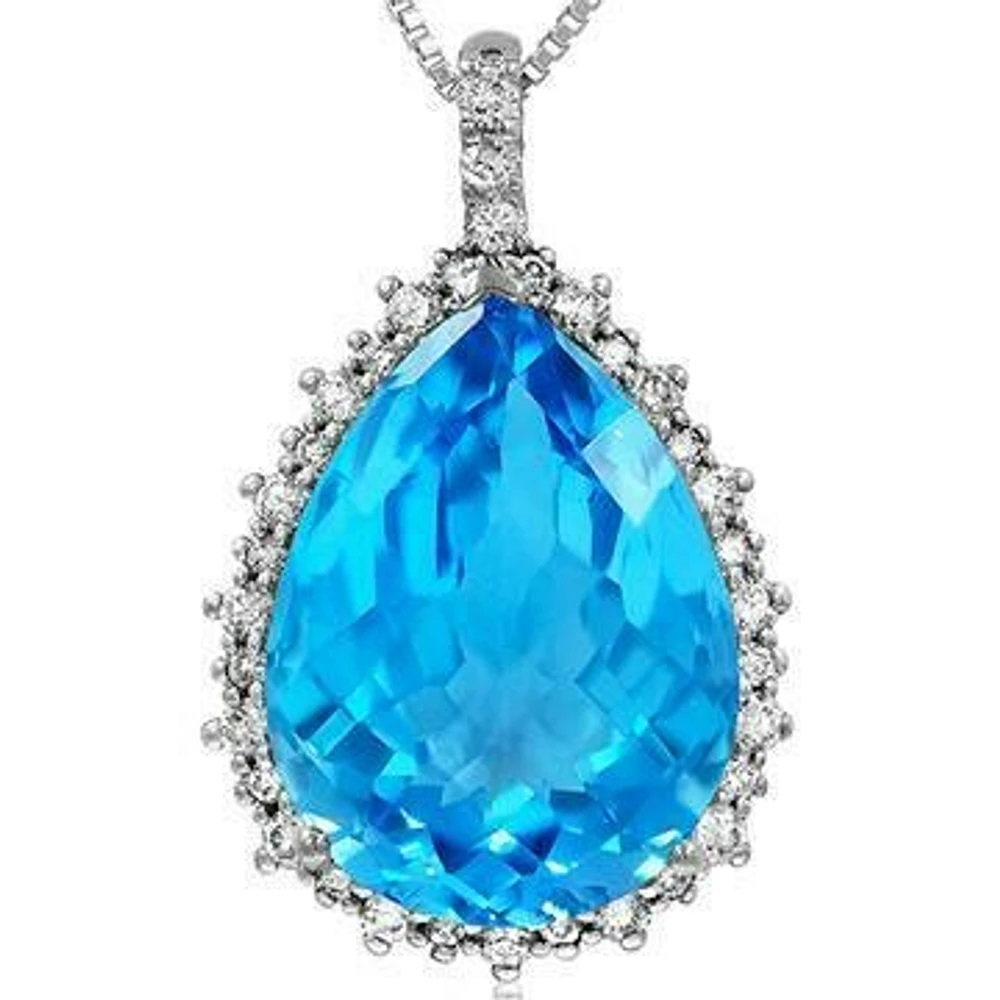 Premium Topaz Teardrop Pendant with Diamond Frame Gold