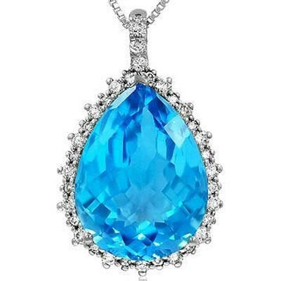 Premium Topaz Teardrop Pendant with Diamond Frame Gold