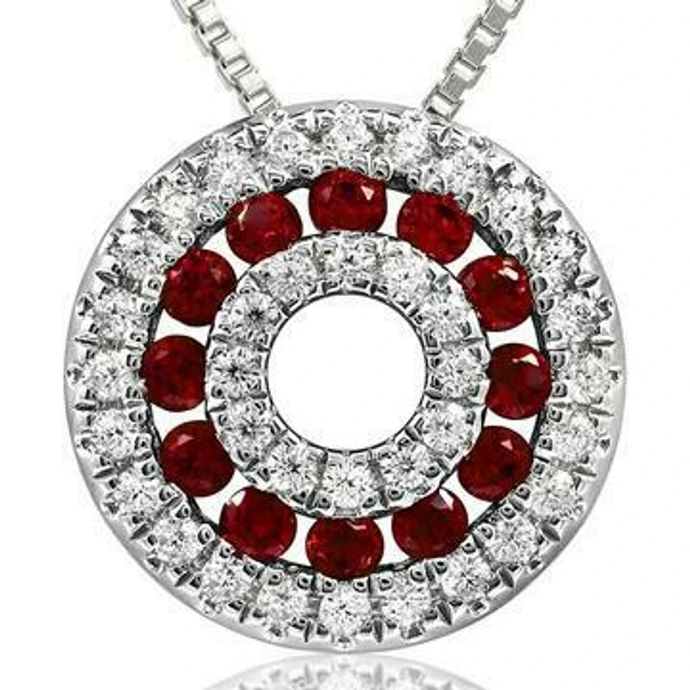 Ruby Disc Pendant with Diamond Accent Gold