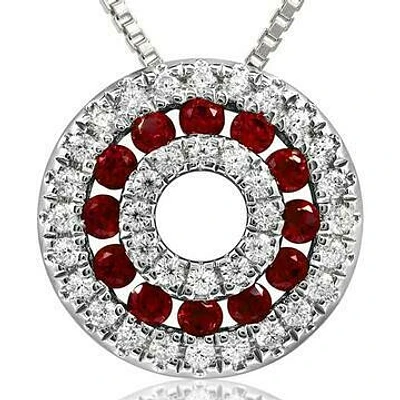 Ruby Disc Pendant with Diamond Accent Gold