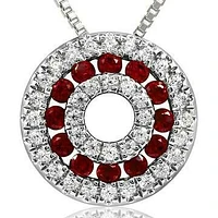 Ruby Disc Pendant with Diamond Accent Gold