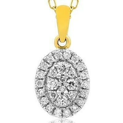 Round Diamond Necklace Yellow Gold