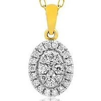 Round Diamond Necklace Yellow Gold