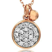 Diamond Pavé Circle Necklace Rose Gold