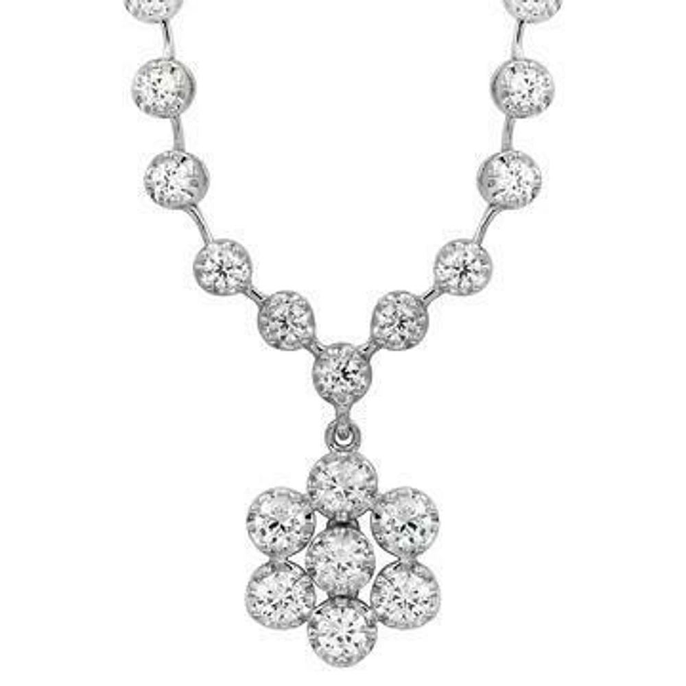 Diamond Illusion Floral Necklace 18k White Gold