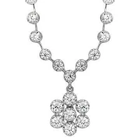 Diamond Illusion Floral Necklace 18k White Gold