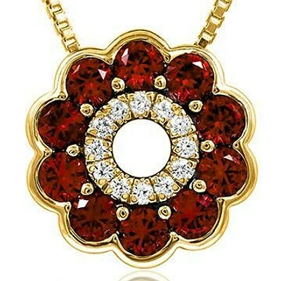 Floral Ruby Pendant with Diamond Accent Gold