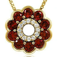 Floral Ruby Pendant with Diamond Accent Gold