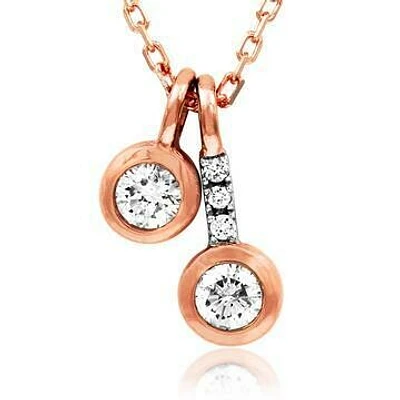 Two-Stone Diamond Bezel Necklace Rose Gold