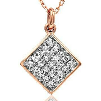 Diamond Pavé Square Necklace Rose Gold