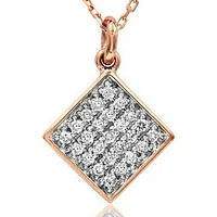 Diamond Pavé Square Necklace Rose Gold