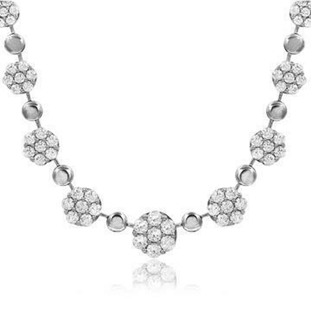 Diamond Cluster Necklace 18k White Gold