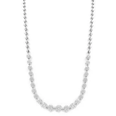 Diamond Cluster Necklace White Gold