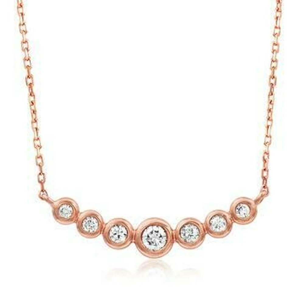 Diamond Bezel Necklace Rose Gold