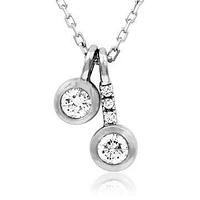 Two-Stone Diamond Bezel Necklace White Gold